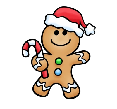 Gingerbread Man Candy Cane PNG Image