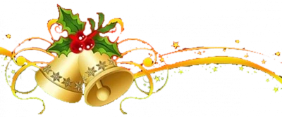 Golden Christmas Bells Holly Transparent Background