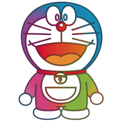 Doraemon Rainbow Colors PNG Image