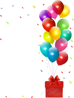 Colorful Party Balloons with Gift Free PNG