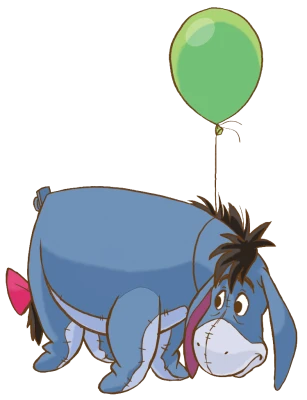 Eeyore Donkey with Green Balloon PNG Image
