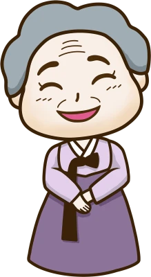 Cute Korean Grandma Hanbok Character Free PNG