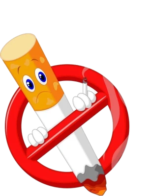 No Smoking Sign with Cartoon Cigarette PNG Image