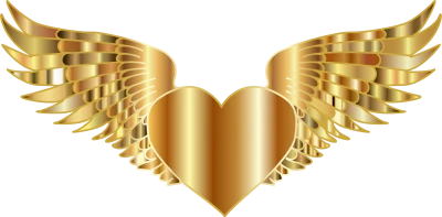 Golden Heart with Wings Clipart