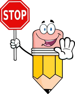 Cute Pencil Holding Stop Sign Clipart
