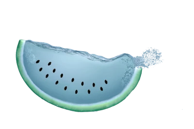 Watermelon Slice with Water Splash Transparent Background