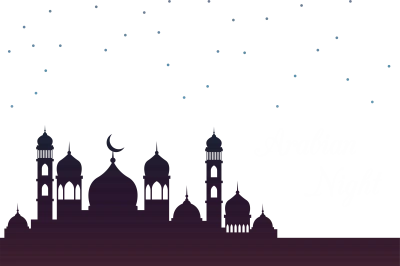 Mosque Silhouette Arabian Night Clipart