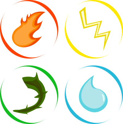 Four Nature Elements Symbols Icons PNG Image
