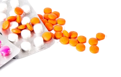 Medical Blister Packs With Orange And White Pills Transparent Background