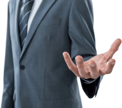 Businessman Holding Open Hand Presentation PNG Image