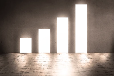 Glowing Business Growth Bar Chart Concept Transparent Background