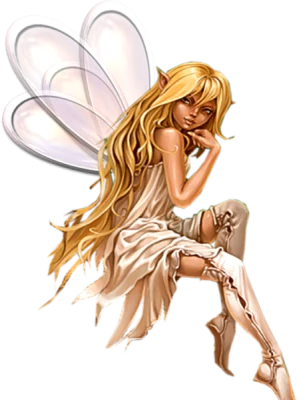 Fantasy Beautiful Blonde Fairy With Wings Transparent Background
