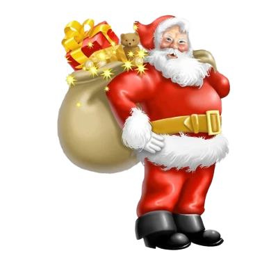 Traditional Santa Claus Holding Present Sack Free PNG