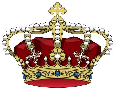 Royal Golden Crown With Pearls And Red Velvet PNG Image