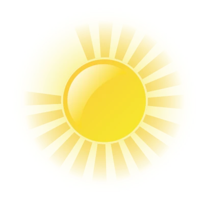 Bright Yellow Sun With Rays Free PNG