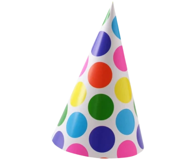 Colorful Polka Dot Birthday Party Hat PNG Image