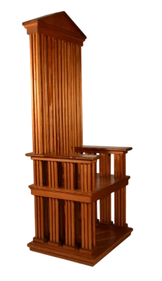 Antique Wooden High Back Throne Chair PNG Image