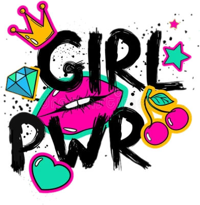 Girl Power Pop Art Typography Sticker Clipart