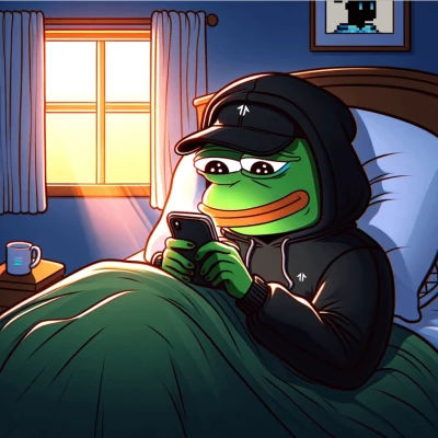 Pepe The Frog Using Phone In Bed Meme PNG Image