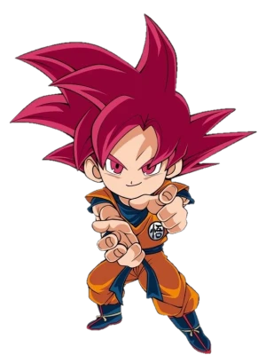 Super Saiyan God Goku Chibi Character PNG Image