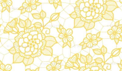 Yellow Floral Lace Pattern Transparent Background