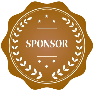 Brown Sponsor Laurel Wreath Badge Clipart