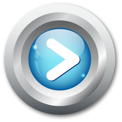Round Blue Metallic Next Button Transparent Background