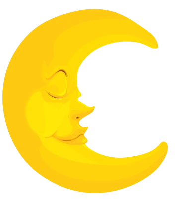 Yellow Sleeping Crescent Moon Face Free PNG