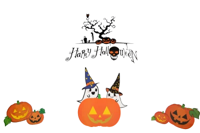 Happy Halloween Ghosts And Pumpkins PNG Image