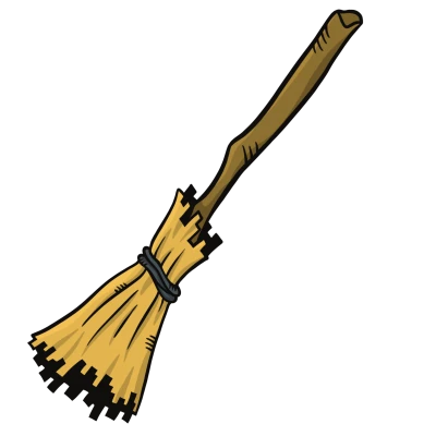 Cartoon Witches Broomstick Illustration Transparent Background