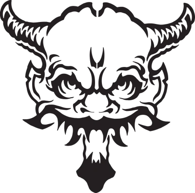 Tribal Demon Oni Mask Stencil Free PNG