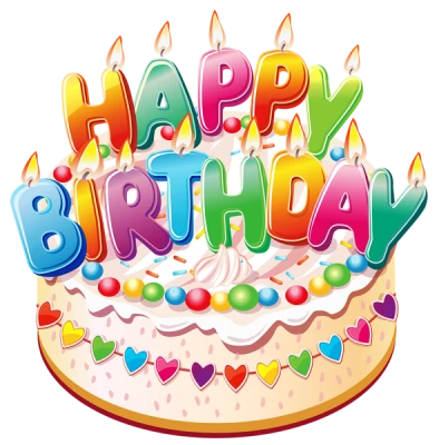 Cartoon Happy Birthday Cake With Candles PNG Image