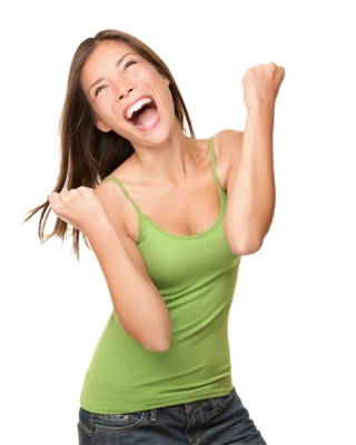 Excited Young Woman Cheering Success Clipart