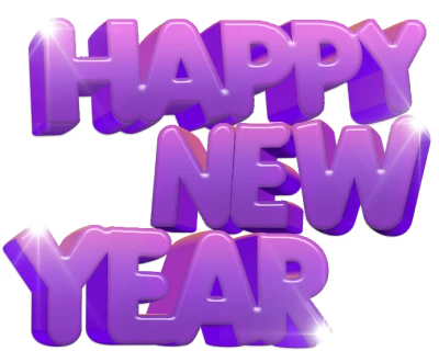3D Purple Happy New Year Text Transparent Background