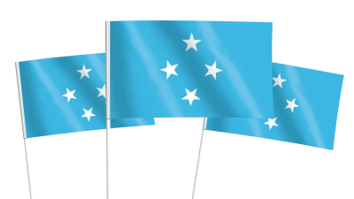 Three Micronesia Flags On Sticks PNG Image
