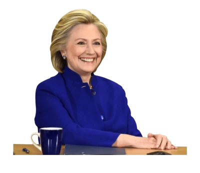 Hillary Clinton Smiling At Desk Transparent Background