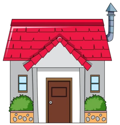 Cute Cartoon House Red Roof PNG Image
