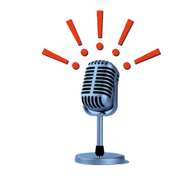 Vintage Silver Microphone With Exclamations Free PNG