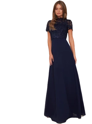 Model in Long Lace Dress Free PNG