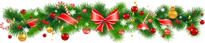 Christmas Pine Garland with Ornaments Free PNG