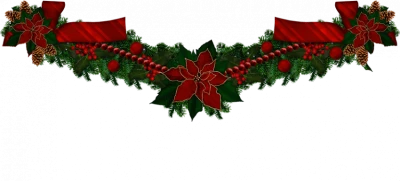 Christmas Poinsettia Ribbon Swag Clipart