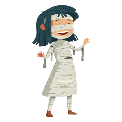 Cartoon Girl in Mummy Costume Clipart