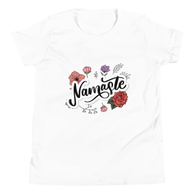 White T-Shirt Mockup Namaste Floral Free PNG