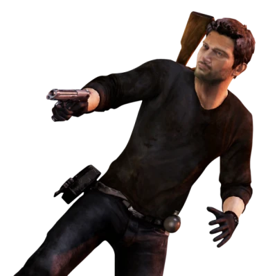 Nathan Drake Uncharted Aiming Gun Free PNG