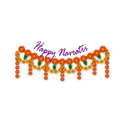 Happy Navratri Marigold Garland Clipart