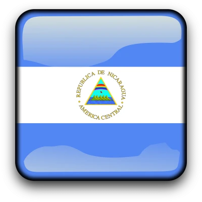Nicaragua Flag Glossy Square Button Clipart