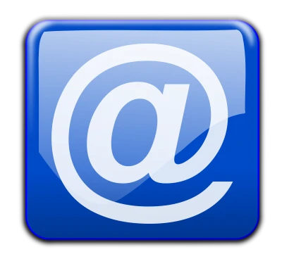 Glossy Blue Email At Symbol Button Free PNG