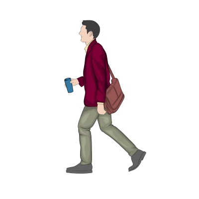 Man Walking with Coffee and Bag Free PNG