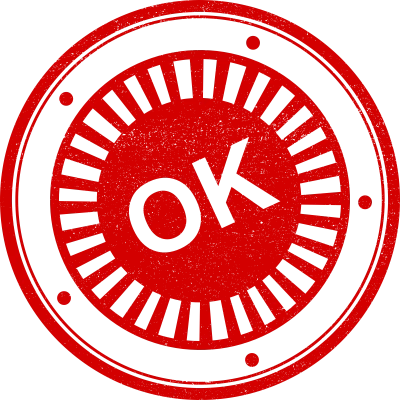 Red Distressed OK Rubber Stamp Clipart