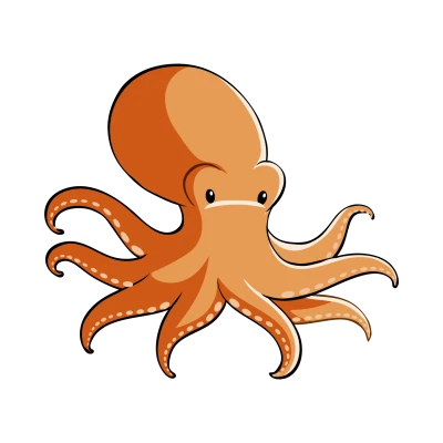 Cute Orange Octopus Cartoon Free PNG